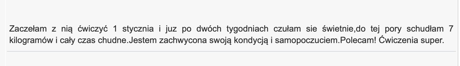 Opinia z forum o BeActiveTV – użytkowniczka: zaczęłam 1 stycznia, po dwóch tygodniach czułam się świetnie, do tej pory schudłam 7 kilogramów