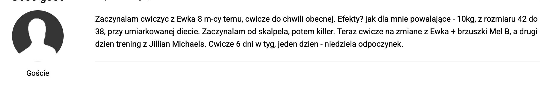 Opinia z forum o BeActiveTV – ćwiczę z Ewką 8 miesięcy, efekty powalające – minus 10 kg, z rozmiaru 42 do 38